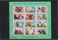 ROMANIA 1987 REZERVATII NATURALE Flora si Fauna 2 minicoli cu cate 9 Tb. MNH** foto