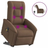 VidaXL Fotoliu electric de masaj rabatabil cu ridicare, maro, textil