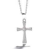 Cumpara ieftin Pandantiv argint 925, JW1301, model cruce, placat cu rodiu, DELIS