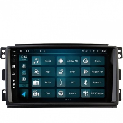 Navigatie Smart For Two (2007-2010) 8GB RAM Android 13 Octacore Slot Sim 4G DSP GPS Wi-FI Carplay Android Auto USB Bluetooth Waze Touchscreen 9 Inch foto