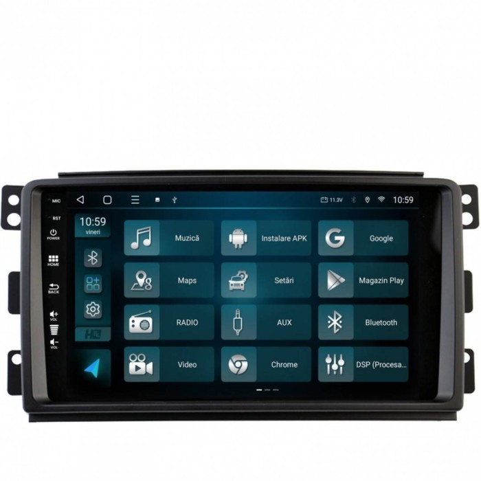 Navigatie Smart For Two (2007-2010) 8GB RAM Android 13 Octacore Slot Sim 4G DSP GPS Wi-FI Carplay Android Auto USB Bluetooth Waze Touchscreen 9 Inch
