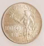 ROMANIA 100 000 100000 LEI 1946 ARGINT REGELE MIHAI NECURATATA ARGINT XF AUNC ( CITITI VA ROG DESCRIEREA ENUNTUL )