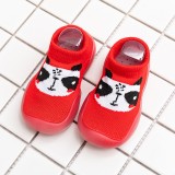 Mocasini rosii cu talpa antiderapanta - Panda (Marime Disponibila: Marimea 22)