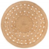 vidaXL Covor din iută cu design &icirc;mpletit, 180 cm, rotund