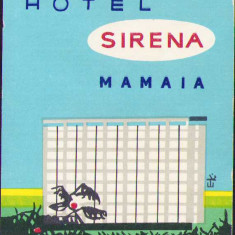 HST A149 Etichetă reclamă Hotel Sirena ONT Carpați România comunistă