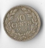 Moneda 10 cents 1961 - Liberia, 2,07 g argint 0,900