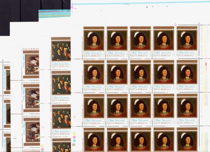 ✅RO 1983 LP 1085 &quot;Reproduceri de arta - Corneliu Baba&quot; , serie in coli complete de 25 ,MNH