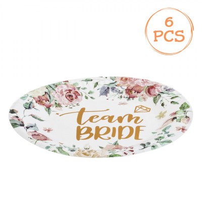 Set Farfurii Carton, Team Bride, Multicolor, 18 cm, 6 Bucăți foto