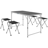 Outsunny Set Masă de Camping Pliabilă cu 4 Scaune, Masă de Picnic Reglabilă pe &Icirc;nălțime, 4 Bănci și Orificiu pentru Umbrelă, din Aluminiu, pentru Picn