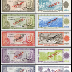5 reproduceri Seria 1974-1989 ,bancnote SPECIMEN Pule'Anga 'O Tonga.