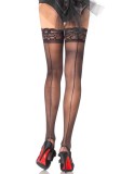 Ciorapi Autofixanti Leg Avenue cu Cusatura Vintage, Negru, S-L