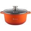 Cratita marmorata antiaderenta Goldmann, 6.5 L, 28 x12.5 cm, inductie, capac sticla, ECO-friendly, Orange