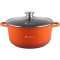 Cratita marmorata antiaderenta Goldmann, 6.5 L, 28 x12.5 cm, inductie, capac sticla, ECO-friendly, Orange