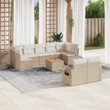vidaXL Set canapele de grădină cu perne, 10 piese, bej, poliratan 3224714