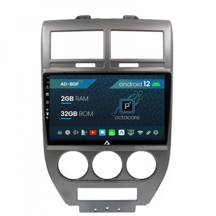 Navigatie Jeep Compass Patriot (2006-2010), Android 12, P-Octacore 2GB RAM + 32GB ROM, 10.1 Inch - AD-BGP10002+AD-BGRKIT295