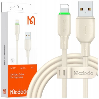 Mcdodo &amp;Icirc;ncărcător Usb Fulger Cablu De &amp;Icirc;ncărcare Rapidă Pentru Iphone 1M Led Bej foto