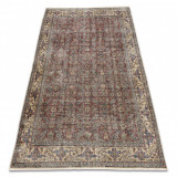 Covor din l&acirc;nă &Icirc;NNODAT M&Acirc;NĂ Vintage 10009, cadru, flori - roșu / albastru, 144x215 cm