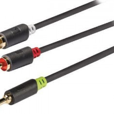 Cablu audio Jack stereo 3.5mm tata - 2x RCA tata 5m gri Konig