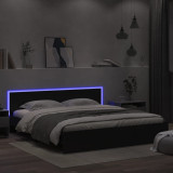 VidaXL Cadru de pat cu tăblie și LED, negru, 180x200 cm