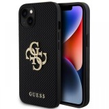 Guess Husa Perforated 4G Glitter Metal Logo iPhone 15 Negru