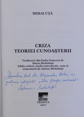 Criza teoriei cunoasterii - Mihai Uta foto