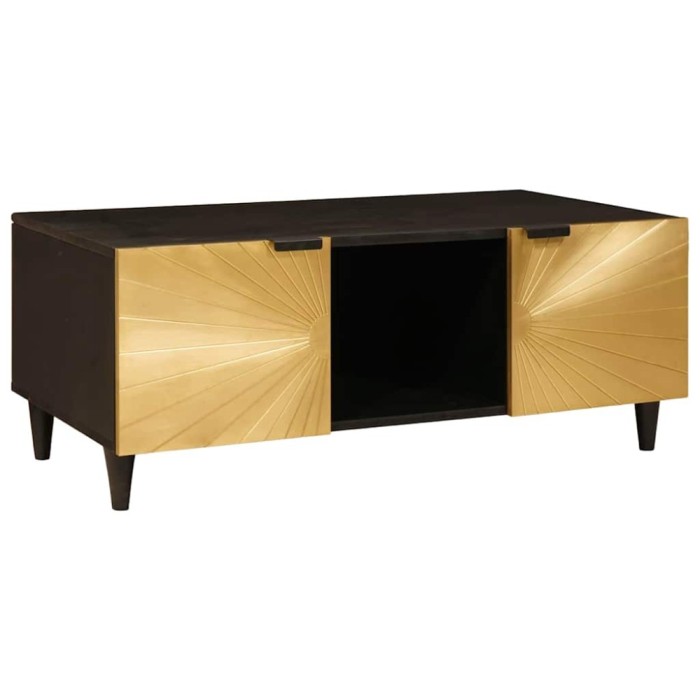 vidaXL Masă de cafea Negru și Aur 100 x 54 x 40 cm Lemn masiv de mango 4017840