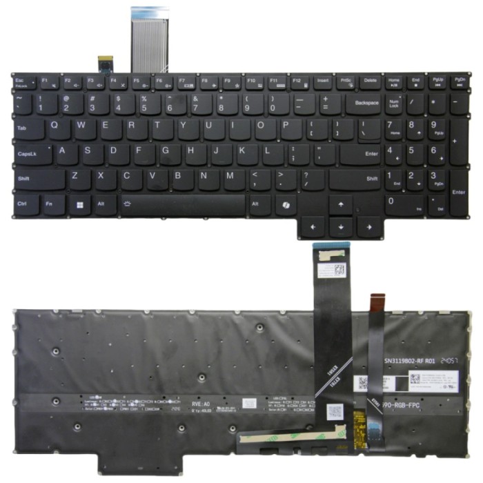 Tastatura Laptop, Lenovo, Legion Pro 7 16ARX8H Type 82WS, neagra, iluminata, RGB, layout US
