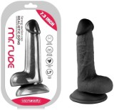 Cumpara ieftin Dildo realistic, VSCNOVELTY, Mr Rude, cu scrot, silicon, negru - 18,5 cm