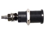 Conector banană 4mm soclu 45A 600V 1kV negru nichelat 39mm