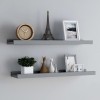 Set 2 Rafturi Perete Gossi Gri 80cm MDF, Rafturi Foto cu Bordura, Montare Suspendata, Raft Decorativ