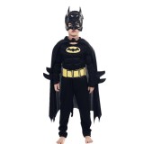 Set costum clasic Batman cu muschi si masca plastic pentru baieti, negru 128 - 140 cm 7-9 ani