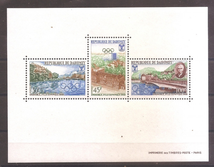 Dahomey 1967 - Jocurile Olimpice de iarnă - Grenoble 1968, Colita, MNH