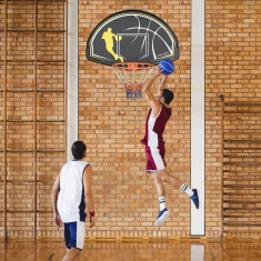 sportnow Cos de Basket pentru copii si adulti de interior si exterior din otel si PE, 110x90x70 cm, Negru si Galben