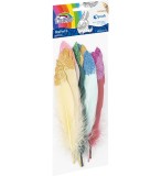 Cumpara ieftin Set pene colorate cu sclipici pentru decorare,10-15cm,10 bucati set