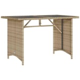 Cumpara ieftin Masa gradina cu blat din sticla, bej, 110x68x70 cm, poliratan