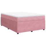 Cumpara ieftin Pat box spring cu saltea, roz, 140x190 cm, catifea