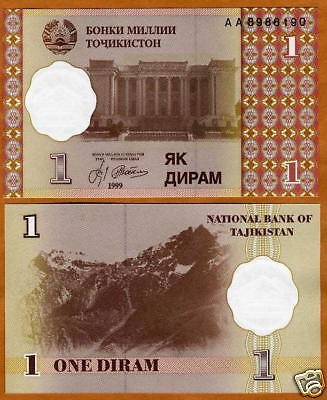 !!! TADJIKISTAN - 1 DIRAM 1999 - P 10 - UNC foto