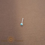 Piercing pentru nas din argint cu cristal zirconia albastru - realizat in Thailanda