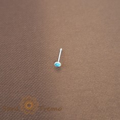 Piercing pentru nas din argint cu cristal zirconia albastru - realizat in Thailanda