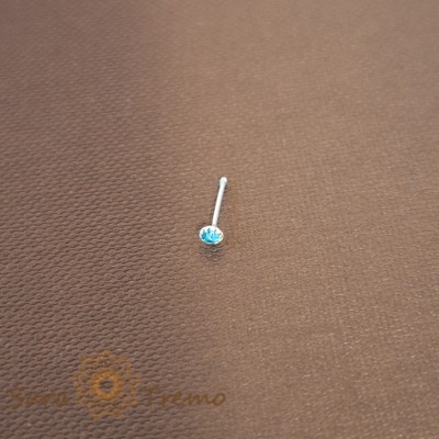 Piercing pentru nas din argint cu cristal zirconia albastru - realizat in Thailanda foto