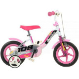 Bicicleta copii Dino Bikes 10 &#039; 108 Sport alb si roz cu frana