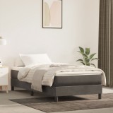 Saltea pat Gossi 100x210x20 cm, arcuri, catifea gri inchis/alb, confortabila, medie