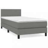 Cumpara ieftin Pat box spring cu saltea, gri inchis, 80x200 cm, textil