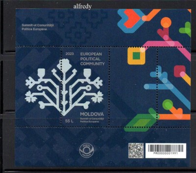 MOLDOVA 2023, Summit-ul Comunitatii Politice Europene, bloc neuzat, MNH foto