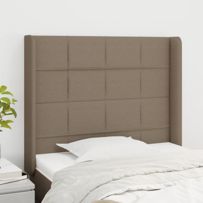 vidaXL Tăblie de pat cu aripioare gri taupe 93x16x118/128 cm textil 3119566