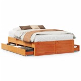 Cumpara ieftin Cadru pat fara saltea/cu sertare maro 140x190 cm lemn masiv pin