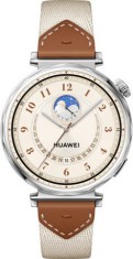 Smartwatch Huawei Watch GT 5 Jana-B19W cu corp din inox si curea maro &icirc;ntretesută, blister 55020DJR