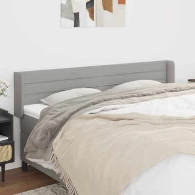 vidaXL Tăblie de pat cu aripioare gri deschis 203x16x78/88 cm textil 3118930 foto