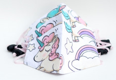 Masca protectie faciala pentru copii - Unicorns - set 3 bucati, cu filtru inclus foto