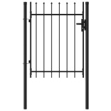 Gossi poarta de gard, o usa, cu varf sulita, negru, 1 x 1,2 m, otel